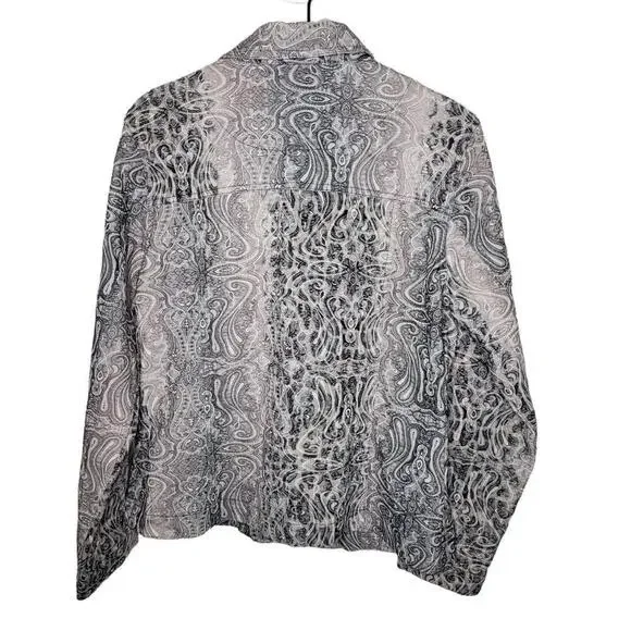 Analogy Women's Sz L Patterned Embroidered Statement Denim Jacket(1704) - Picture 3 of 8